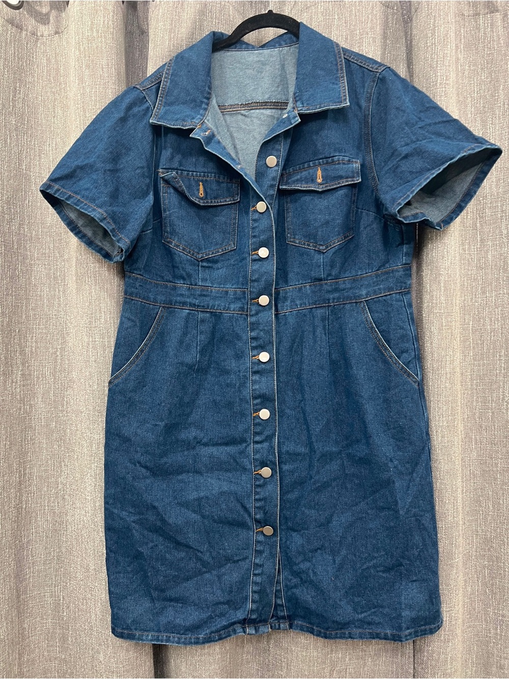Source Unknown Classic Blue Denim Button-Front Mini Dress